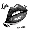 "Lydia 05.02.2025" Kissy Lips tattoo design idea