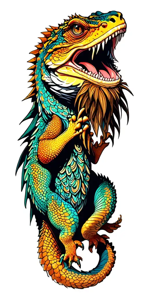 Bearded Dragon curled tattoo design idea