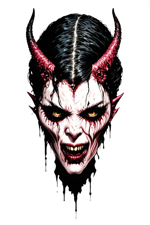demon whore ominous dark depressing tattoo design idea