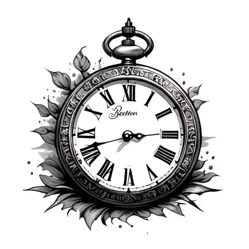 Want to creat a tattoo where the number 25 is big and stand out. The background in pocket watch style with roman numbers tattoo design idea