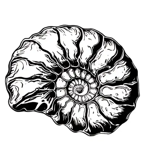 ammonite fossil skeleton tattoo design idea