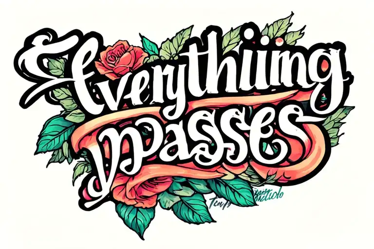 "Everything passes" text tattoo design idea