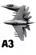 f14 tomcat jet in action packed tattoo desine with the letters A3 at the bottom tattoo design idea