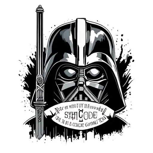 Sith Code with Darth Vader surrounded tattoo design idea