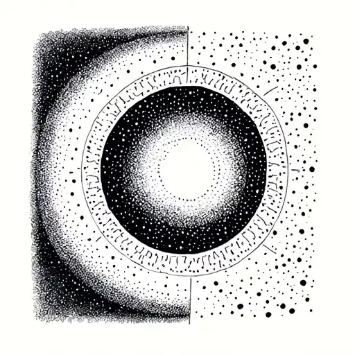 draw me the lunar cycle as a high background, a sun as a low background, the center of the drawing free for a writing tattoo design idea