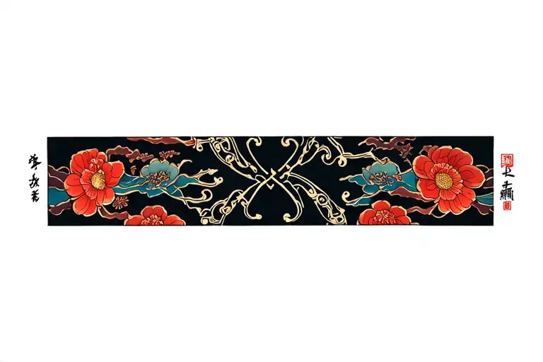 japanese inspired wrist band tattoo design idea