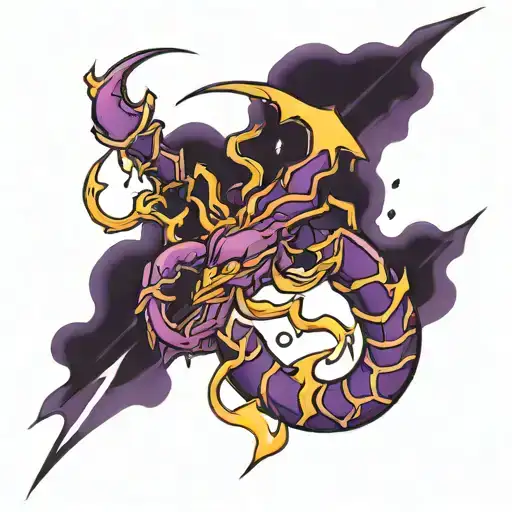 scorpio symbol purple with lightning bolts tattoo design idea