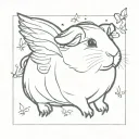 guinea pig with fairy wings flying tattoo design idea