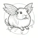 guinea pig with fairy wings flying tattoo design idea