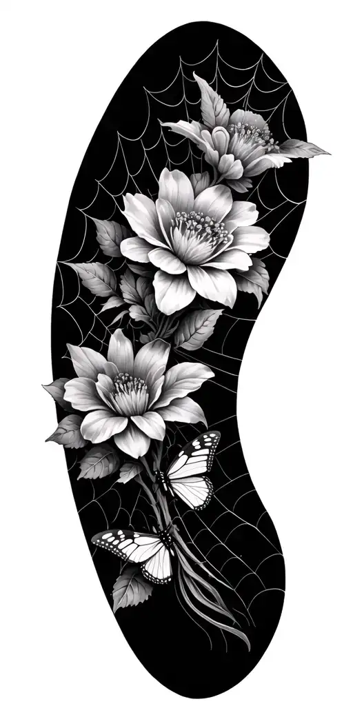 spider web, flowers , and butterlies tattoo design tattoo design idea