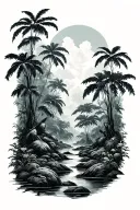 rainforest landscape tattoo featuring elements tattoo design idea