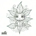 chibi weed leaf character tattoo design idea