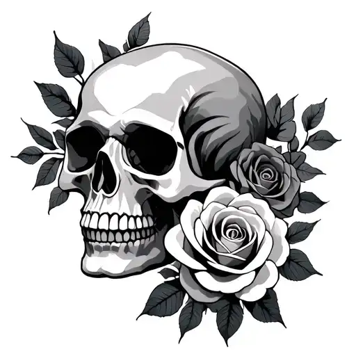 skull roses mandala neck tattoo design idea