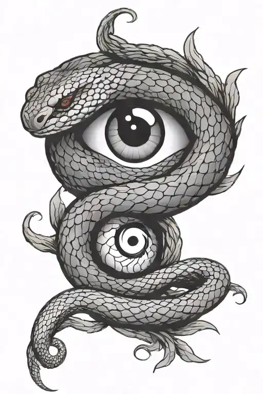 snake with yin yang eye inside tattoo design idea