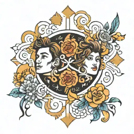 Gemini symbol with Lucas Mateo and June 6, 2019 around it tattoo design idea