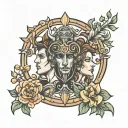 Gemini symbol with Lucas Mateo and June 6, 2019 around it tattoo design idea