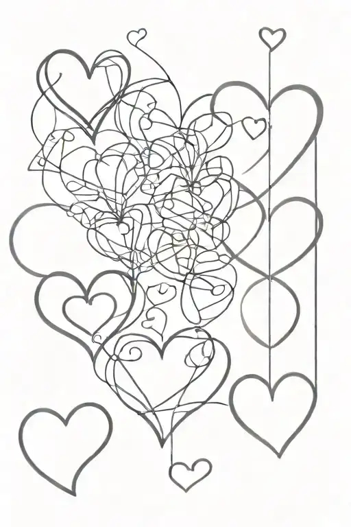 hearts with names Laura Noah Elaine tattoo design idea