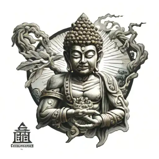 Tathagata Buddha Sun Wukong Five Finger Mountain tattoo design idea