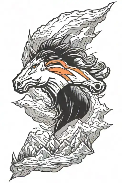 denver broncos logo in mountains tattoo design idea