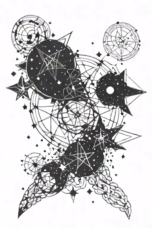 zodiac star constellation intertwined tattoo design idea