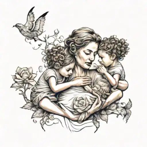 Mother and kids family, unity, symbolic tattoo tattoo design idea