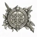 athenas shield  and maximus's sword  tattoo design idea