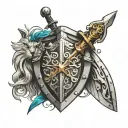 athenas shield  and maximus's sword  tattoo design idea