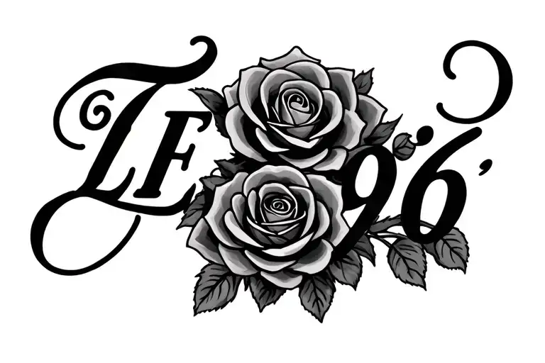 "Est '96" roses blooming tattoo design idea