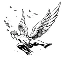 falling Icarus falling from the sky tattoo design idea