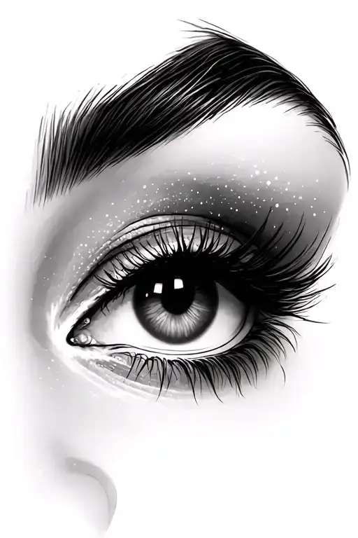 feminine eyes with eyebrows tattoo design idea