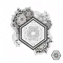 hexagon blackout sleeve tattoo design idea