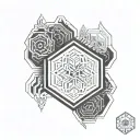 hexagon blackout sleeve tattoo design idea