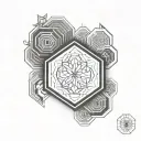 hexagon blackout sleeve tattoo design idea