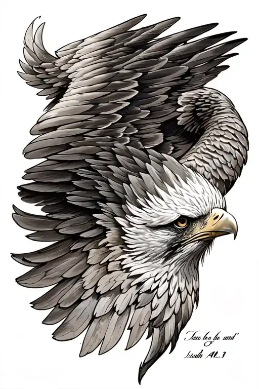 eagle wing with Isaiah 40:31 in it tattoo design idea