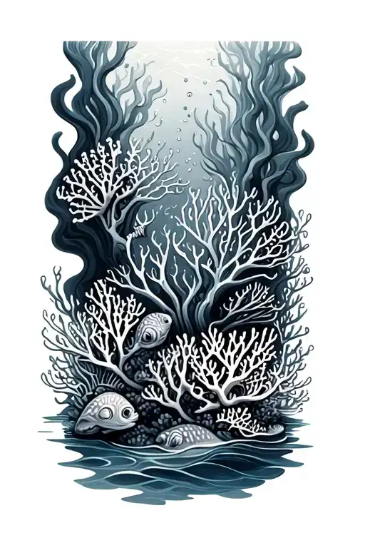 coral reef saltwater ocean tattoo design idea