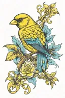 Yellow Canary with Blue Fire tattoo design idea
