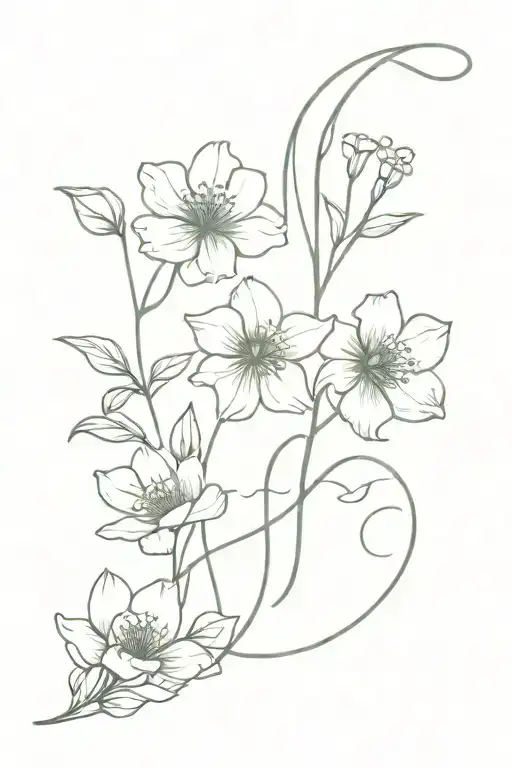 flowers of the holy land in a line connected by the words "flowers of the holy land" in curve  tattoo design idea