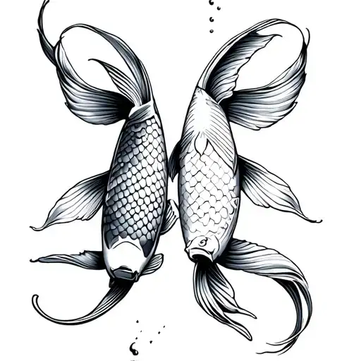 2 koi fish outline tattoo design idea