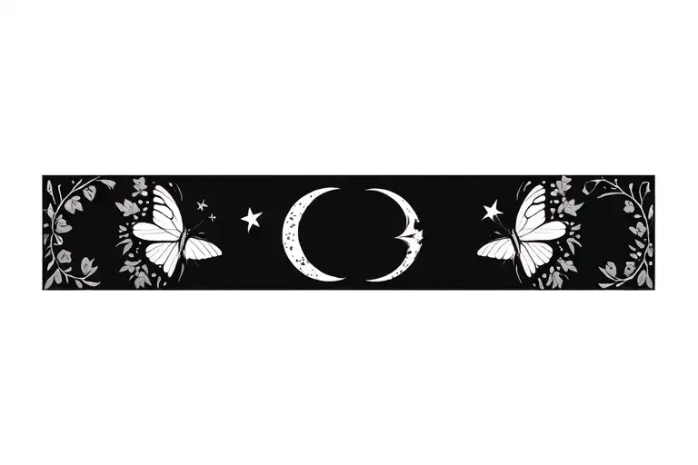 Muslims crescent star moon,  feminine ,sexy ,butterfly ,sissy , thorns, slutty, southasian  tattoo design idea