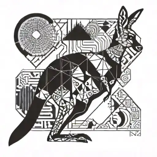 kangaroo, trafic plate black, australian tattoo design idea