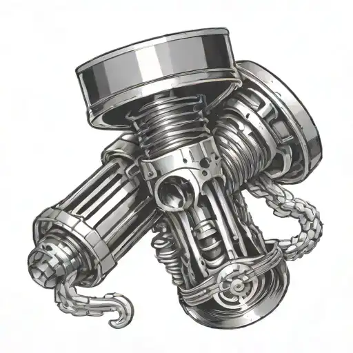 two pistons that intersect while grimacing tattoo design idea