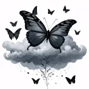 little black butterflies in the cloud tattoo design idea