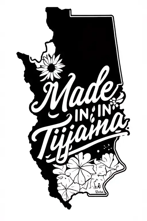 Baja California state outline with Made in Tijuana wriiten insideof the state tattoo design idea