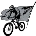 steep cycling while holding flag tattoo design idea