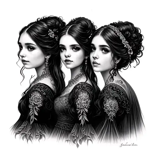 three sister tattoo tattoo design idea