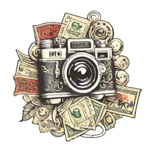 Albanian London money camera film tattoo design idea