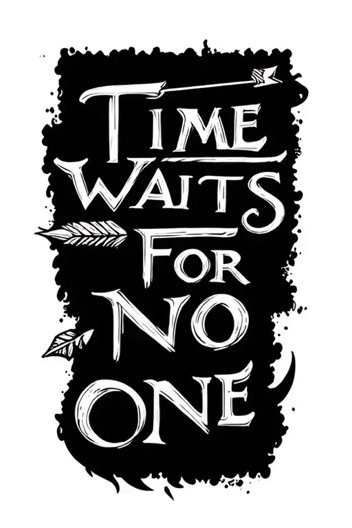 "Time Waits For No One" Arrow style tattoo tattoo design idea
