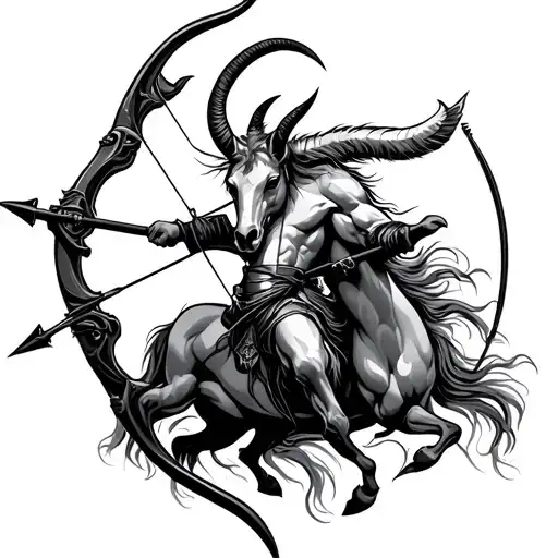 Sagittarius archer hunting capricorn zodiac sign tattoo design idea