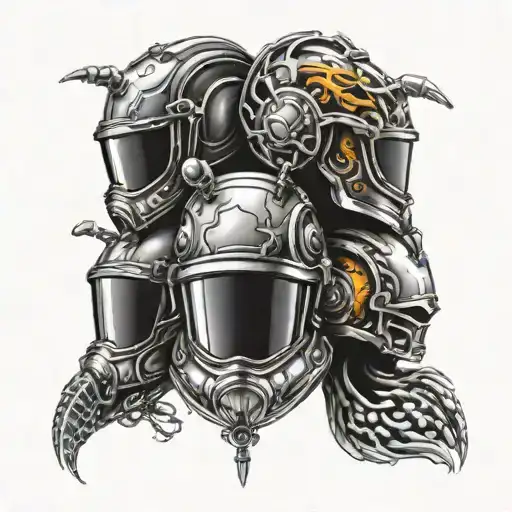 quad helmet tattoo design idea