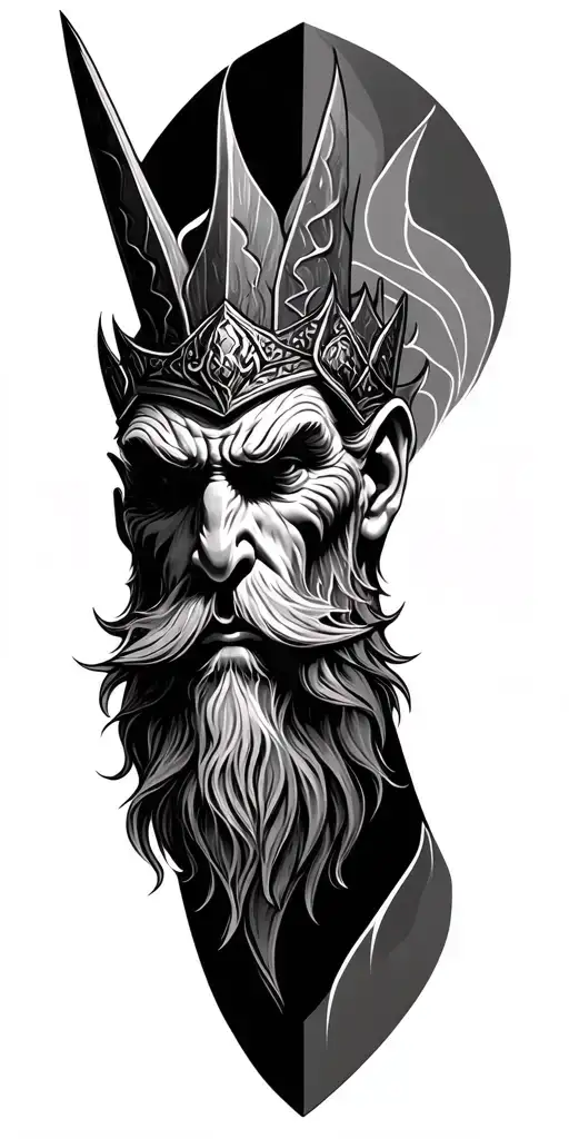odin face tattoo design idea